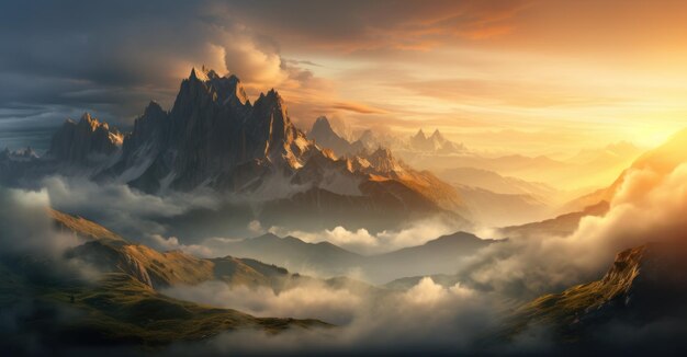 Dolomites' symphony of colors at sunset