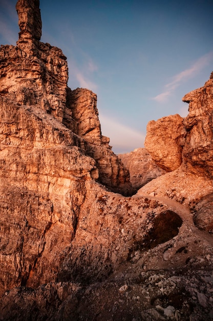 Dolomites Three Peaks of Lavaredo Italian Dolomites with famous Three Peaks of Lavaredo Tre Cime South Tyrol ItalyxAPeople climbing on a via ferrata route paternkofel