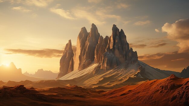 Photo dolomites three peaks of lavaredo in the italian dolomites