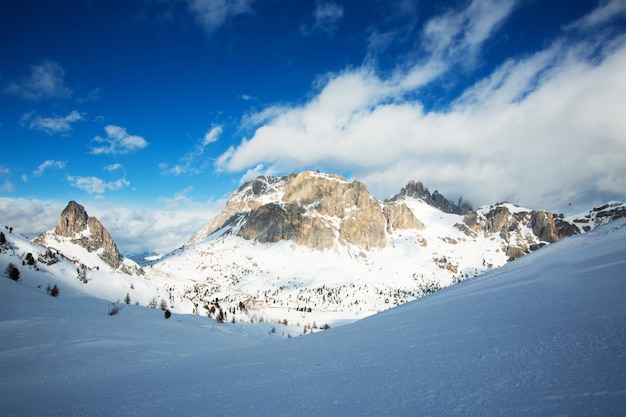 Dolomites winter mountains ski resort