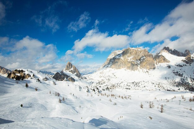 Dolomites winter mountains ski resort