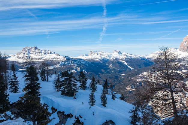 Dolomities Dolomiti Italy 겨울의 아름다운 알프스 겨울 산 Cortina d'Ampezzo Faloria 스키 리조트 지역