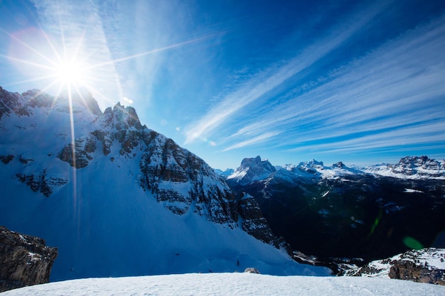 Dolomities winter mountains ski resort