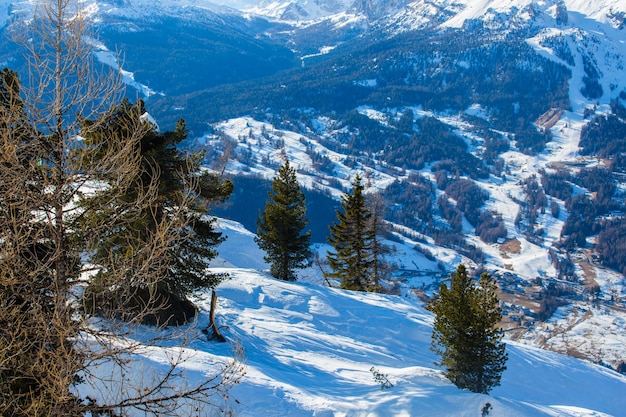 Dolomities winter mountains ski resort