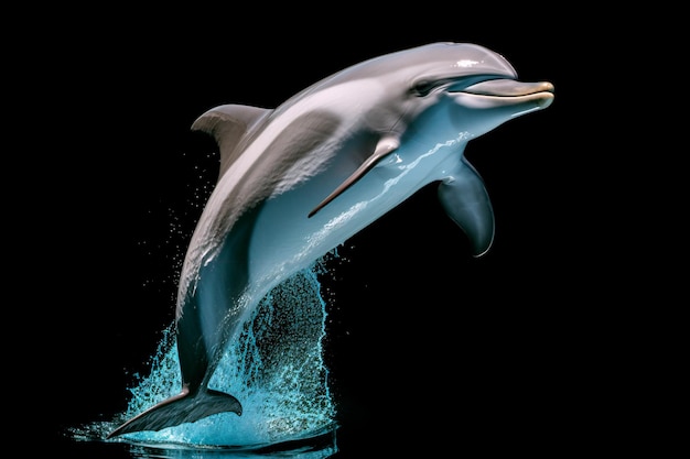 Dolphin on a black isolated background