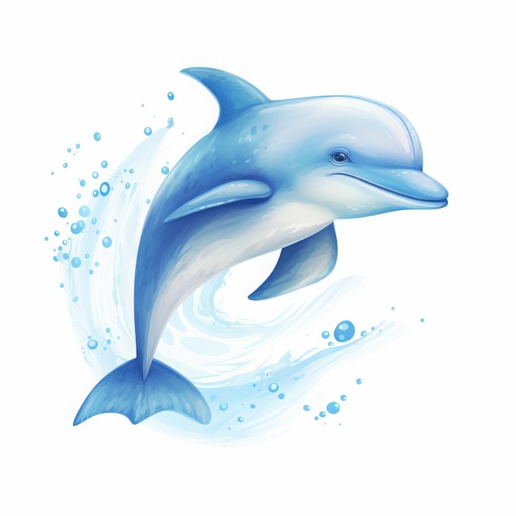 Photo dolphin cartoon drawing on white background
