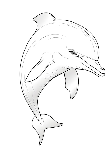 Dolphin Coloring Page Dolphin Line Art coloring page Dolphin Outline Illustration For Coloring Page Animals Coloring Page Coloring Page for Adults AI Generative