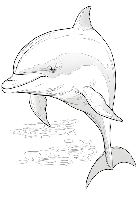 Dolphin Coloring Page Dolphin Line Art coloring page Dolphin Outline Illustration For Coloring Page Animals Coloring Page Coloring Page for Adults AI Generative