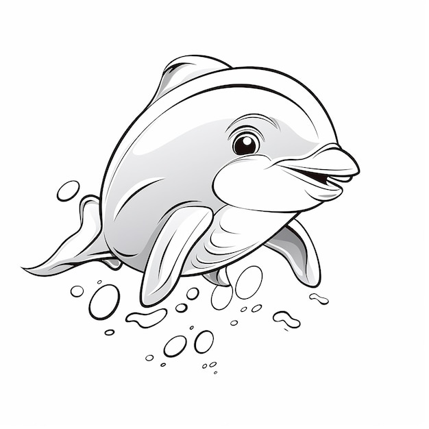 Dolphin Delight Kids Simple Line Art