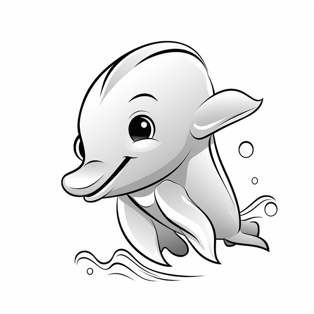 Dolphin Delight Kids Simple Line Art