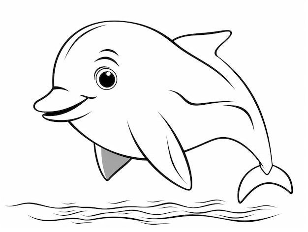 Dolphin Delight Kids シンプルなラインアート