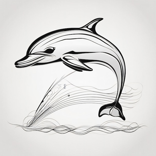 イルカの魚の線画描画