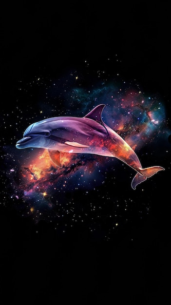 Dolphin Flying Through Space