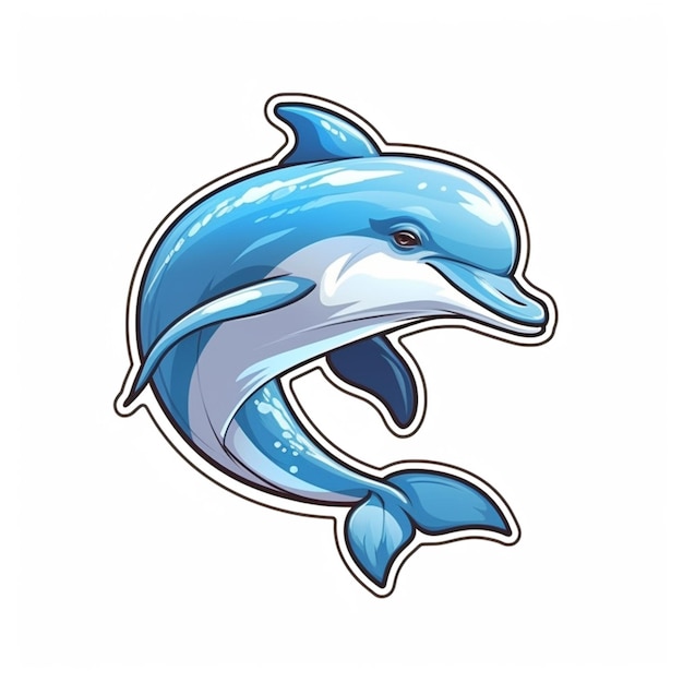 dolphin head with blue water splash and tail generative ai