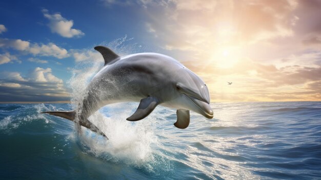 Dolphin in de zee neurale netwerk ai gegenereerd