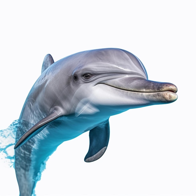 A dolphin is swimming in the water.