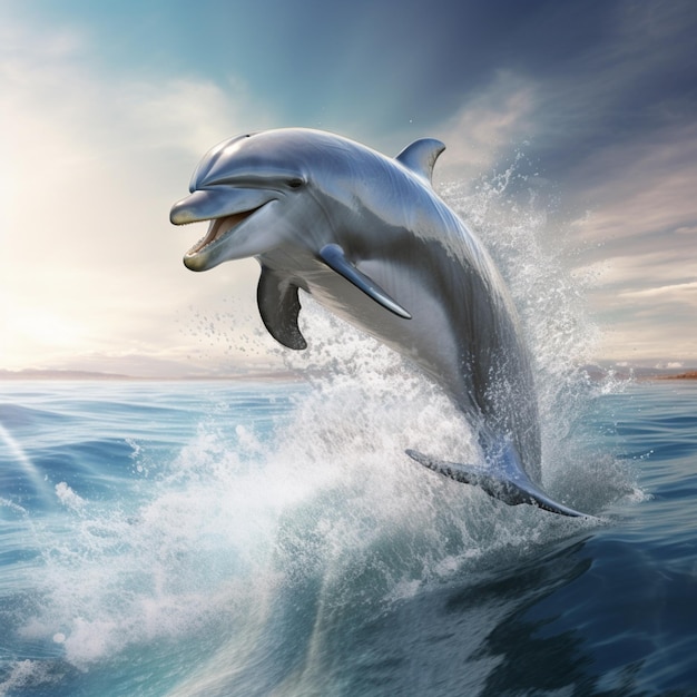 Dolphin jumping out of the water generative ai