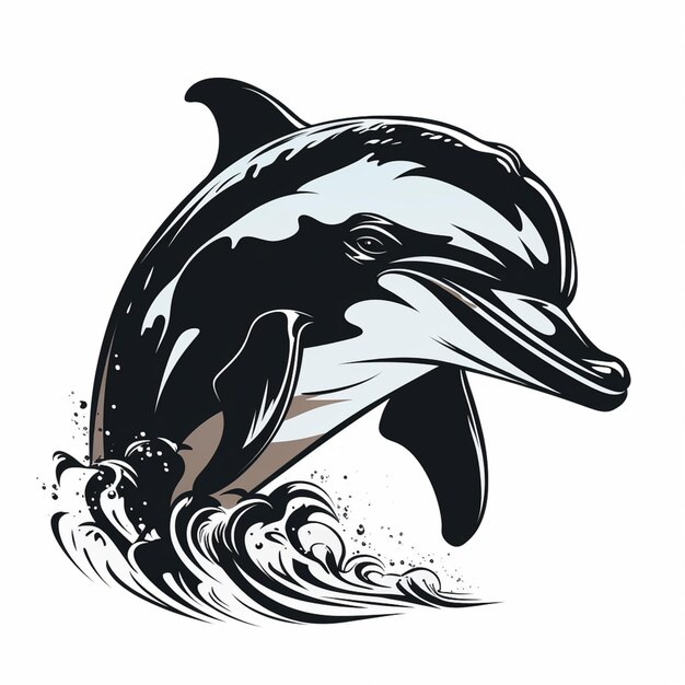 dolphin jumping out of the water with a wave coming out of it generative ai