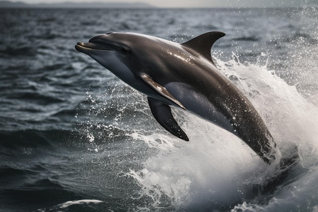 A dolphin jumping out of the water