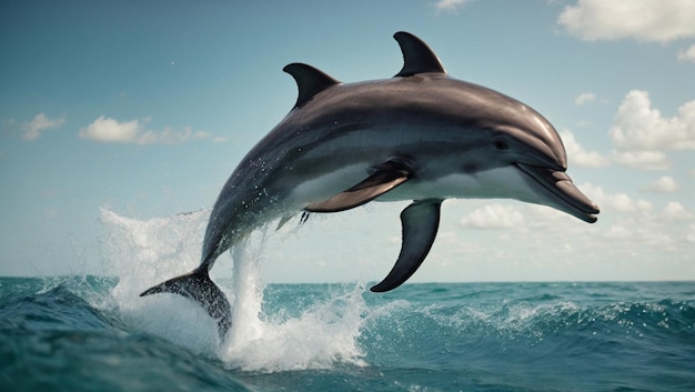 Photo dolphin jumping in tropical waters