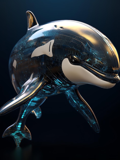 A dolphin made out of glass