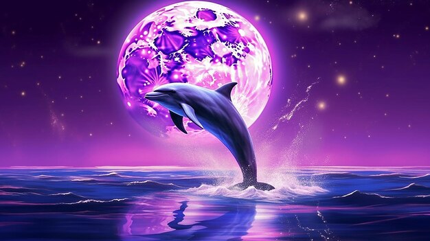 Dolphin on the Moon Diamond Painting