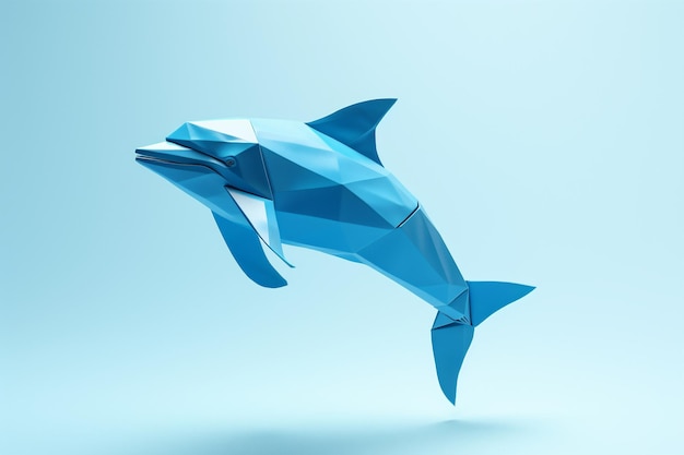 dolphin origami in the style of contemplative minimalism light blue and teal playstation 5