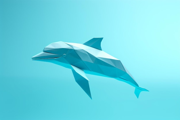 Dolphin origami in the style of contemplative minimalism light blue and teal playstation 5
