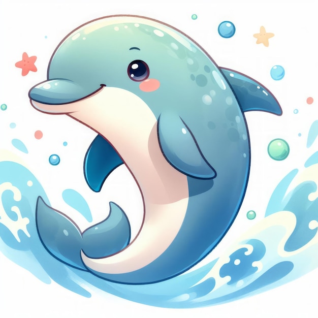 Dolphin sea animal 2d watercolor illustration