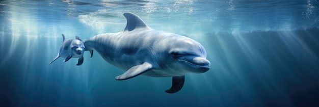 Дельфинский морской фон в океане