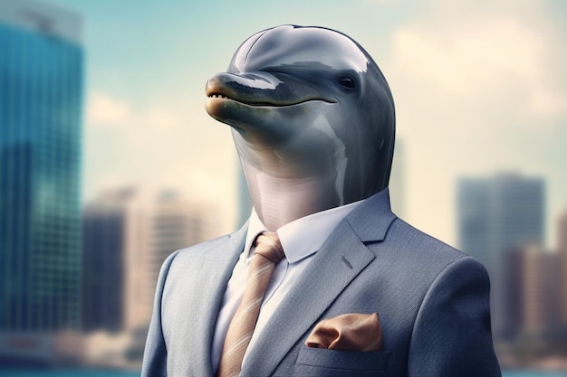 Dolphin in a suit Generative AI