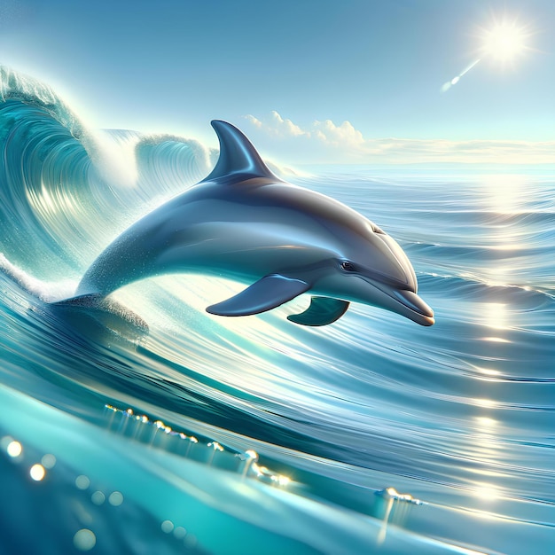 a dolphin swimming in a beautiful sea