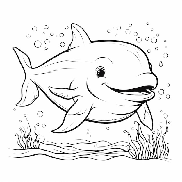 a dolphin swimming in the ocean coloring pages generative ai
