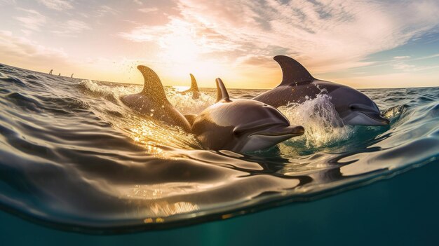 Photo dolphin swimming in the ocean