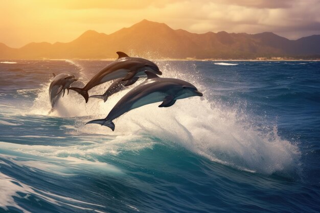 Photo dolphin swimming in the ocean