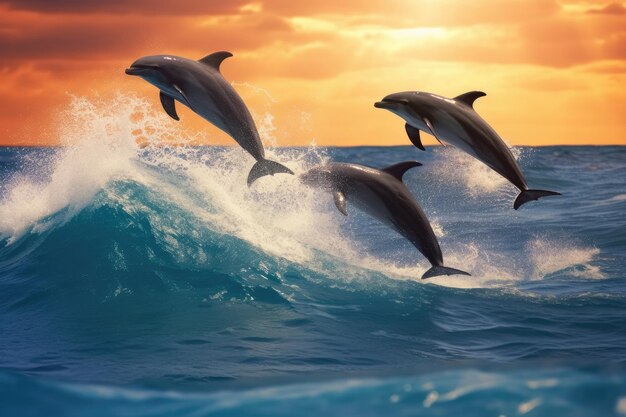 Photo dolphin swimming in the ocean