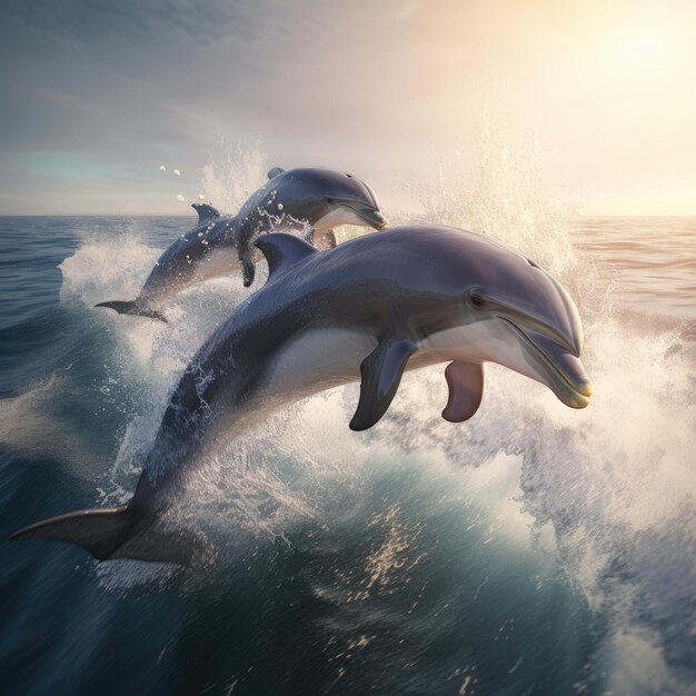 Photo dolphin swimming in the ocean