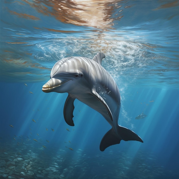 Dolphin swimming in the open sea