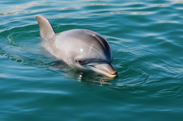 Дельфин плавает