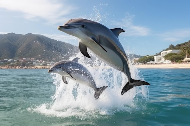 Дельфин плавает в голубом море в живописном месте
