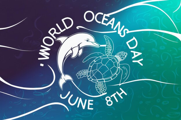 Photo dolphin and turtle poster for world oceans day