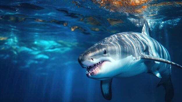 Dolphin in water fish in ocean jumping happy friendly fish