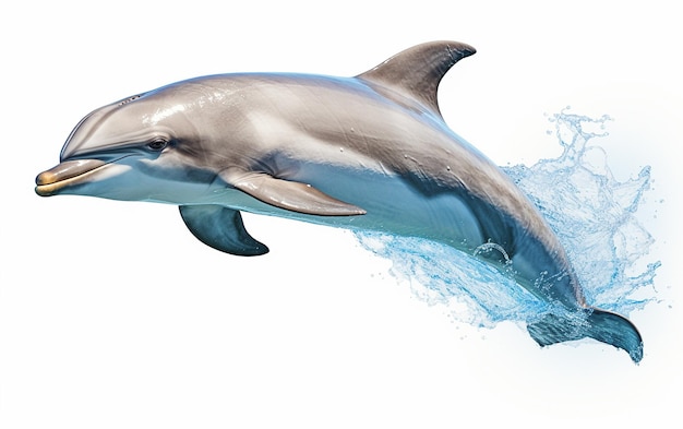 Dolphin over White Background