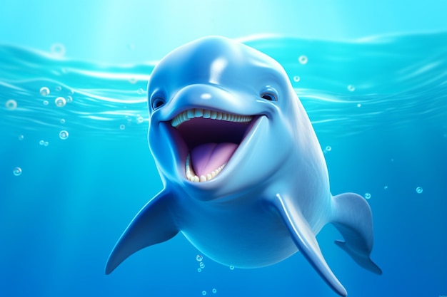 A dolphin with a big smile on its face