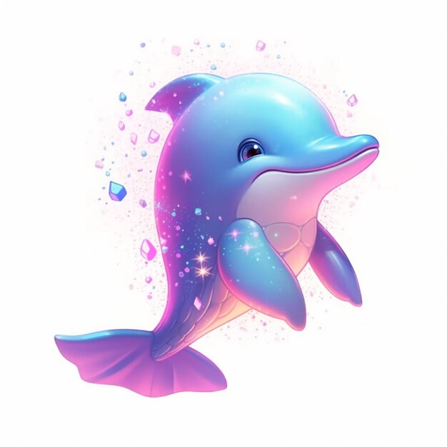 dolphin with bubbles and bubbles floating around it generative ai