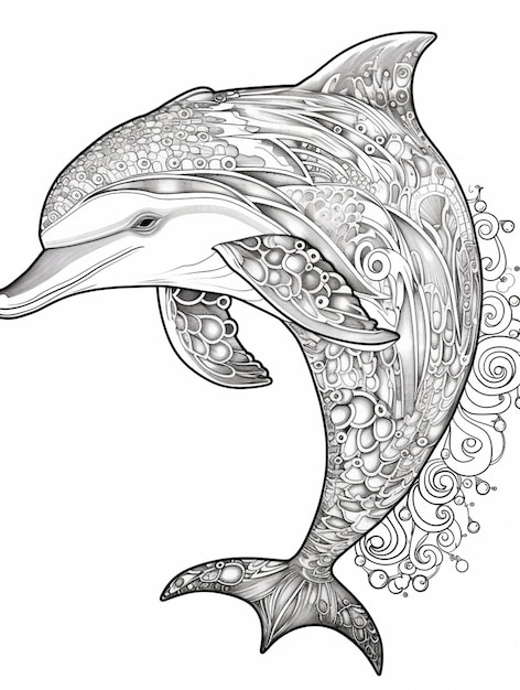 a dolphin with a floral pattern on its head generative ai