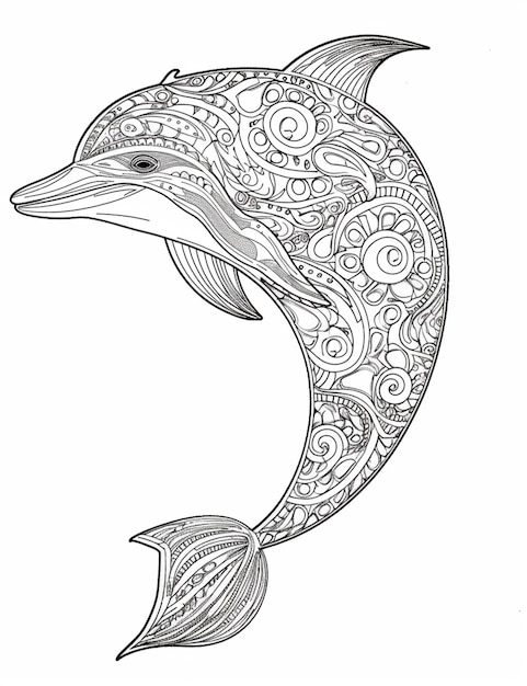 a dolphin with a long tail and a pattern on its back generative ai