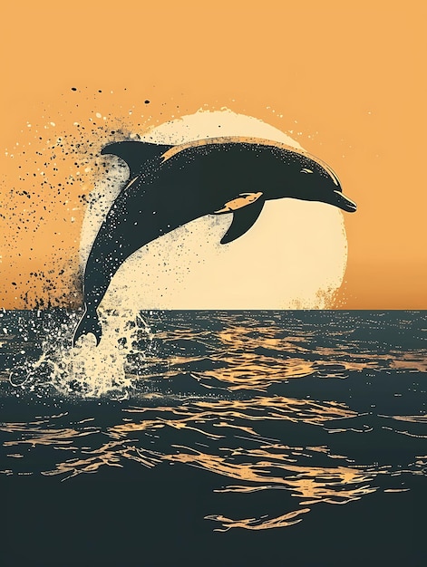 Dolphins as Silhouette Shadow Cast in a Leaping Motion Tropi Creative Photo Of Elegant Background