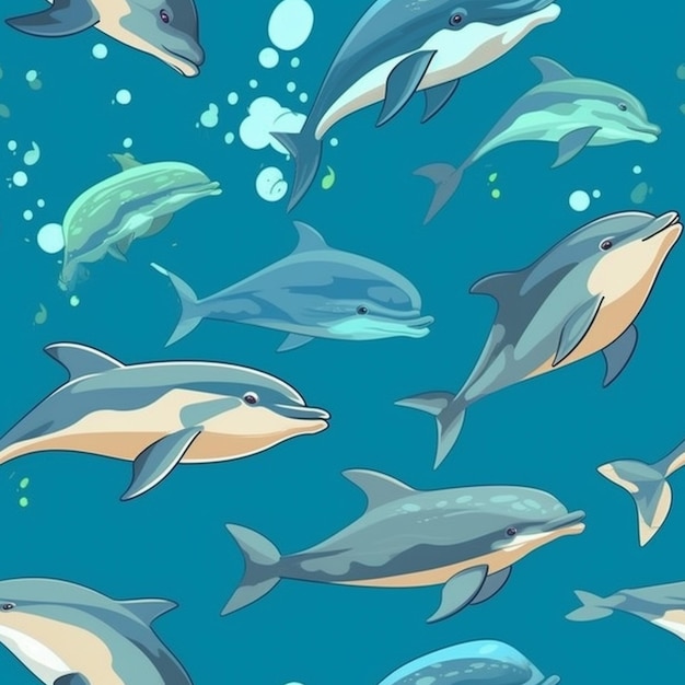 dolphins and bubbles in the ocean with bubbles and bubbles generative ai