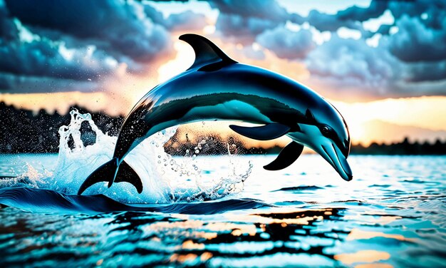 Dolphins jumping out of the water show off beautiful wildlife